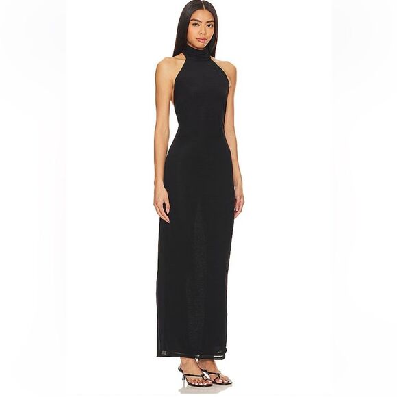 Lovers + Friends Black Halter Maxi Dress x Anja Dujković Ula backless Revolve S - Picture 2 of 9